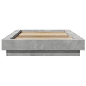 Berkfield Bed Frame with LED Lights without Mattress Concrete Grey 90x200cm