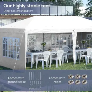 Outsunny 3 x 6m Heavy Duty Gazebo Marquee Party Tent with Storage Bag White