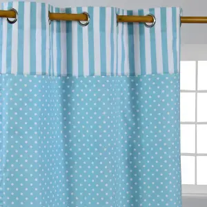 Homescapes Polka Dots Blue Ready Made Eyelet Curtain Pair, 137 x 182 cm Drop