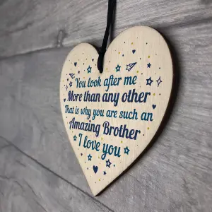 Red Ocean Brother Birthday Gifts Wooden Heart Brother Christmas Card Gifts For Him From Sister Keepsake Plaque