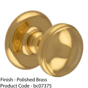 81mm Traditional Centre Front Door Round Dome Knob Polished Brass Outdoor Handle