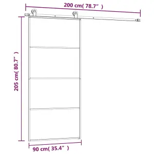 Berkfield Sliding Door with Hardware Set 90x205 cm ESG Glass&Aluminium