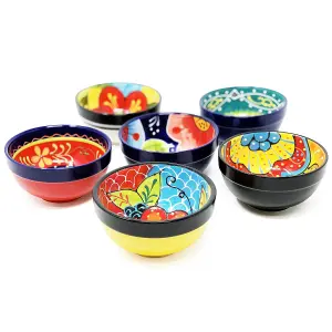 Classic Spanish Hand Painted Pattern Kitchen Dining Set of 6 Tapas Bowls (Diam) 12cm