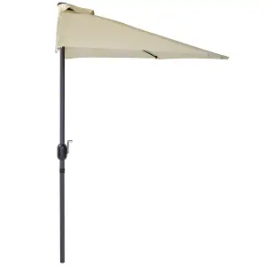 Charles Bentley 2.7m Beige Metal Garden Balcony Umbrella With Crank Function