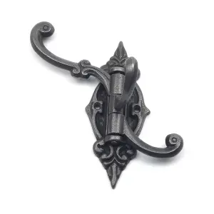 Oakcrafts - Antique Iron Triple Swivel Hat and Coat Hook