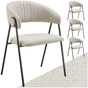 Dining Chair Bedano - padded, woven fabric armchair, 150 kg load capacity - greige