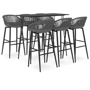 Berkfield 7 Piece Bar Set Black and Grey