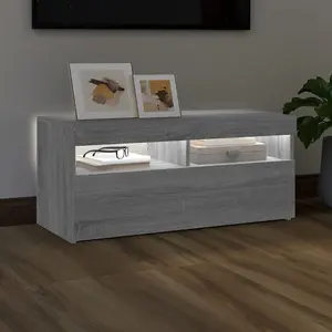 Berkfield TV Cabinet with LED Lights Grey Sonoma 90x35x40 cm