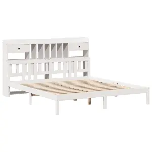 Berkfield Bookcase Bed without Mattress White 200x200 cm Solid Wood Pine