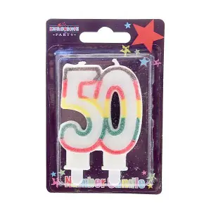 Apac Glitter 50th Birthday Candle White/Multicoloured (One Size)