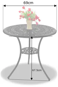 Homeology POSITANO Black Garden and Patio Cast Aluminium Bistro Table