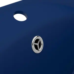 Belfry Bathroom Pearlene 390mm W Ceramic Oval Sink with Overflow Dark Blue