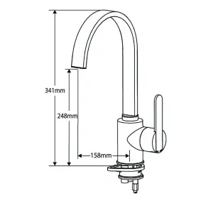 Reginox AMUR Chrome Single Lever Swan Neck Kitchen Mixer Tap