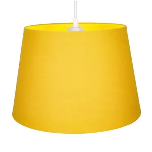 Traditional Linen Fabric Drum Shade for Pendant & Lampshade Yellow / 22cm H x 35cm W x 35cm D