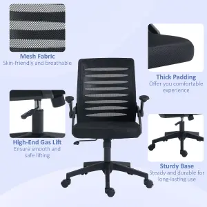 Vinsetto Mesh Office Chair Home Swivel Task Chair w/ Lumbar Support, Arm, Black