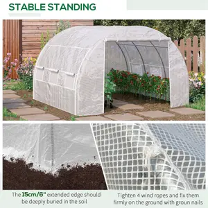 Outsunny 3 x 3 x 2 m Polytunnel Greenhouse Pollytunnel Tent w/ Steel Frame White