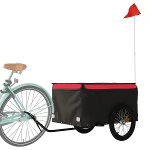 vidaXL Bike Trailer Black and Red 45 kg Iron