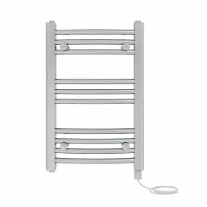 Right Radiators Prefilled Electric Curved Heated Towel Rail Bathroom Ladder Warmer Rads - Chrome 600x400 mm