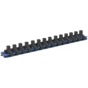 Durable 1/4 Inch Square Drive Bit Holder with 14 Socket Capacity and Retaining Rail Storage