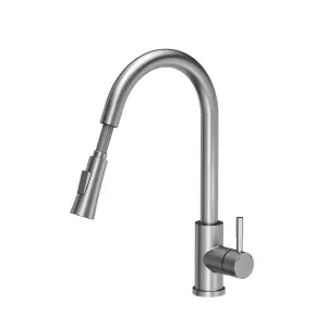 Quadron Julia Steel pull out kitchen tap with spray function