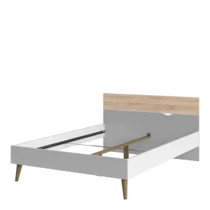 Oslo Euro Double Bed (140 x 200) in White and Oak