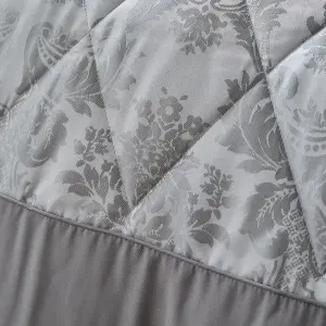 Catherine Lansfield Bedroom Damask Jacquard Quilted 240x260cm Bedspread Silver Grey