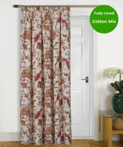 Home Curtains Kensington Fully Lined Botanical 45w x 84d" (114x213cm) Terracotta Door Curtain (1)