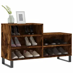 Berkfield Shoe Cabinet Smoked Oak 102x36x60 cm Engineered Wood