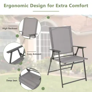 Costway 2 Pieces Patio Folding Chairs Outdoor Portable Dining Chairs with Armrests