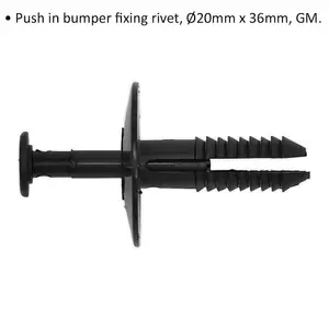 20 PACK Push-In Bumper Fixing Rivet - 20mm x 36mm - Suitable for GM Vehicles