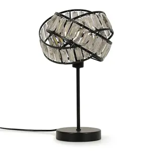 ValueLights Hudson Acrylic Jewel Twist Chrome Table Lamp with Tortoise Shell Lampshade - Bulb Included