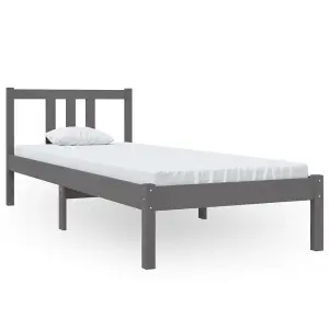 Berkfield Bed Frame Grey Solid Wood 75x190 cm Small Single