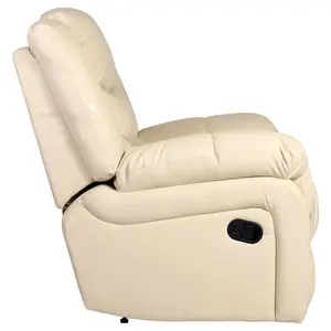 Seattle Manual Recliner Armchair Sofa Home Lounge Bonded Leather Chair (Cream)