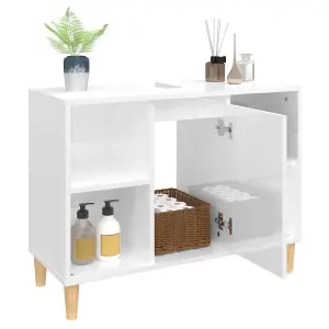 Berkfield Sink Cabinet High Gloss White 80x33x60 cm Engineered Wood