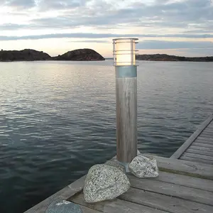 Elstead Stockholm Outdoor Large Bollard Natural Wood & Galvanized , IP65, E27