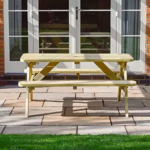 Oakham 4ft Rounded Picnic Table and Bench Set - L122 x W91 x H72 cm - Light Green