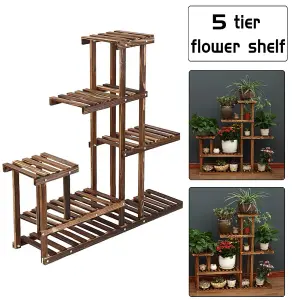 Garden 8 Tiers Brown Wooden Plant Stand 96cm H