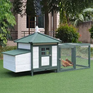 PawHut Chicken Coop Hen Poultry House w/ Nesting Box Outdoor Run Patio Wooden