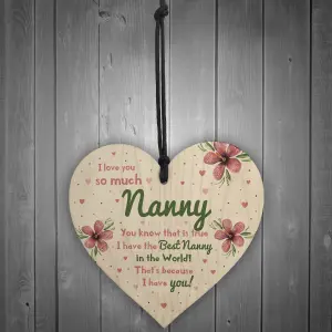 Special Gift For Nanny Wood Heart Nan Birthday Gift Grandparent Plaque Love Sign Keepsake