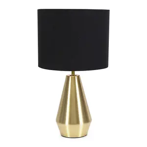 ValueLights Jax Gold Metal Touch Dimmer Table Lamp with Black/Gold Drum Shade