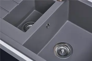 Liquida CU15GR 1.5 Bowl Composite Reversible Inset Grey Kitchen Sink With Waste