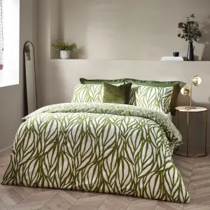 Hoem Frond Abstract Cotton Rich Reversible Duvet Cover Set