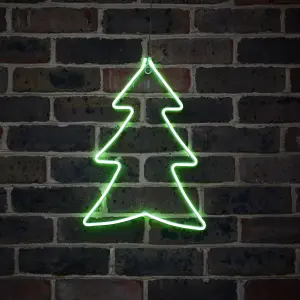 Green LED White Tree Silhouette (H) 406mm