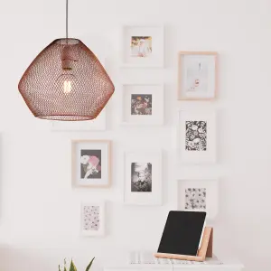 nielsen Emberley Retro Style Copper Metal Mesh Basket Style Ceiling Pendant, 36cm Wide