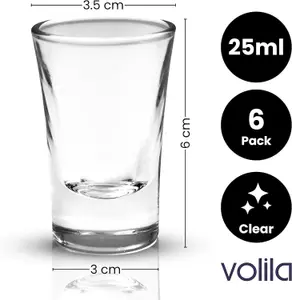 6 Pack 25ml Shot Glass Set with Sturdy Base - Durable, Clear Glasses for Espresso, Tequila, Vodka & Desserts