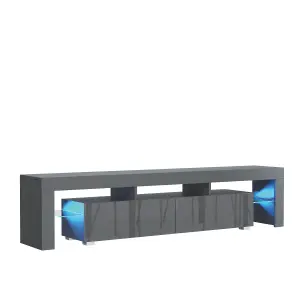 Nova TV Unit 200cm Dark Grey High Gloss Doors with LED Lighting - Creative Furniture