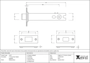 From The Anvil Polished Brass 5" Heavy Duty Tubular Deadbolt