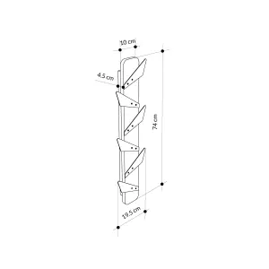 Decortie Modern Alesta Wall-Mounted Hanger White Engineered Wood with 6 Different Shape Metal Hooks 10(W)x75(H)x4.5(D)cm