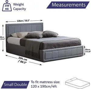 Small Double Grey Ottoman Storage Bed Frame With Pocket Sprung Mattress