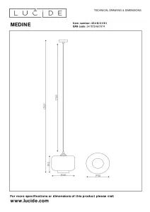 Lucide Medine Modern Pendant Light 25cm - 1xE27 - Opal